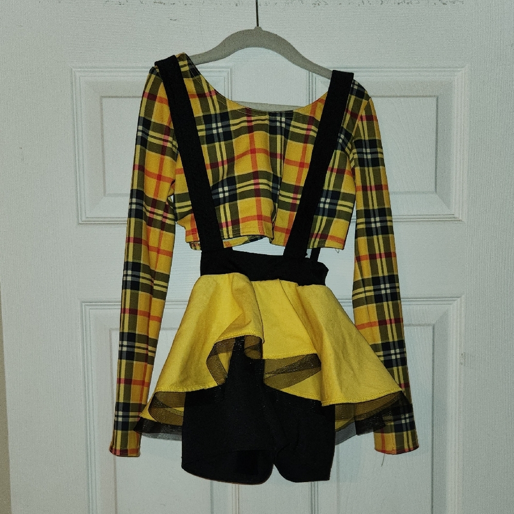 Kids Plaid Yellow and Black Dance Costume